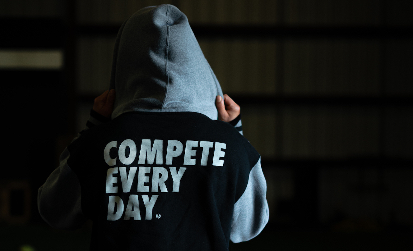 Compete Every Day Grey Black Hoodie